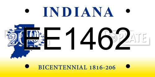 EE1462 Indiana License Plate