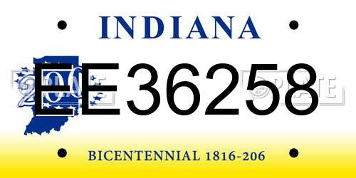 EE36258 Indiana License Plate