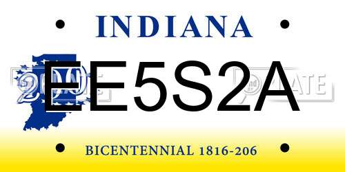 EE5S2A Indiana License Plate