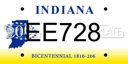 EE728 Indiana License Plate
