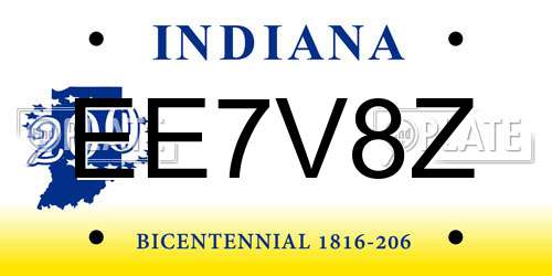 EE7V8Z Indiana License Plate
