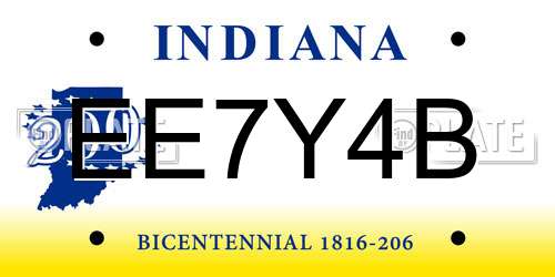 EE7Y4B Indiana License Plate
