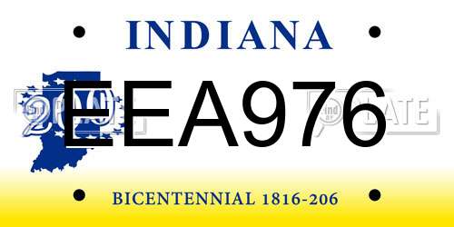 EEA976 Indiana License Plate