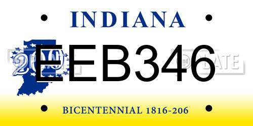 EEB346 Indiana License Plate