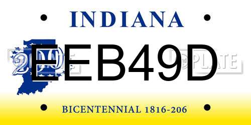 EEB49D Indiana License Plate