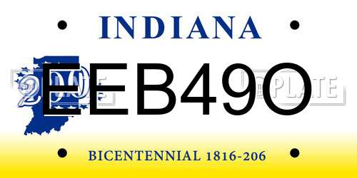 EEB49O Indiana License Plate