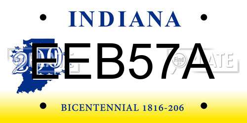 EEB57A Indiana License Plate