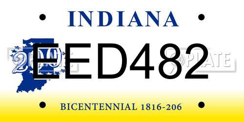 EED482 Indiana License Plate