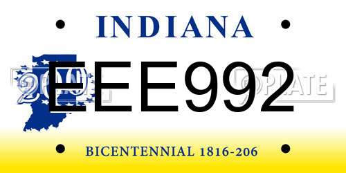 EEE992 Indiana License Plate