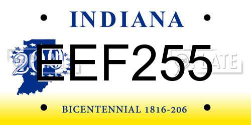EEF255 Indiana License Plate