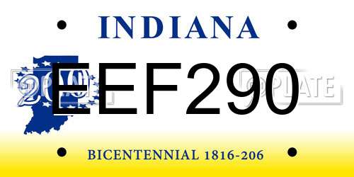 EEF290 Indiana License Plate