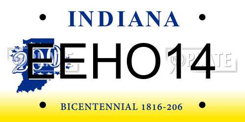 EEHO14 Indiana License Plate