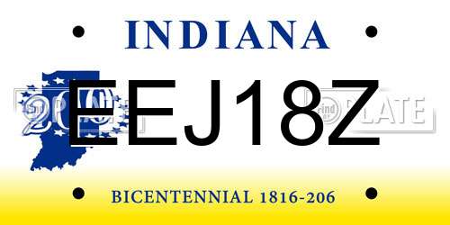 EEJ18Z Indiana License Plate