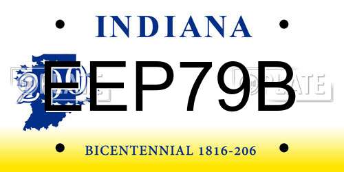 EEP79B Indiana License Plate