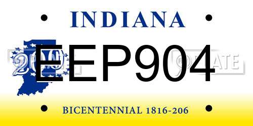EEP904 Indiana License Plate