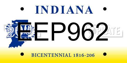 EEP962 Indiana License Plate