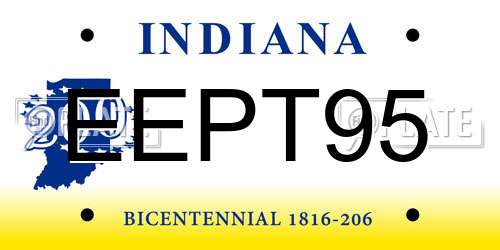EEPT95 Indiana License Plate