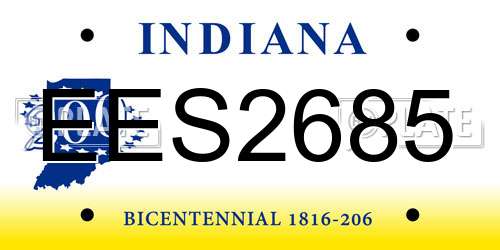 EES2685 Indiana License Plate