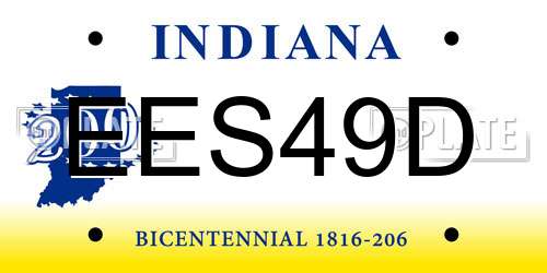 EES49D Indiana License Plate