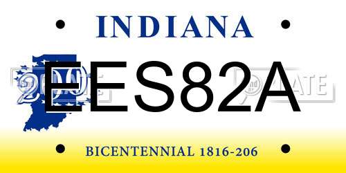 EES82A Indiana License Plate