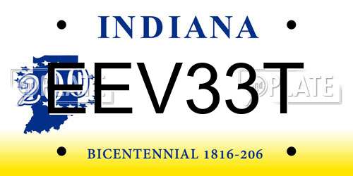 EEV33T Indiana License Plate