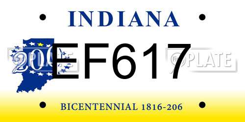 EF617 Indiana License Plate