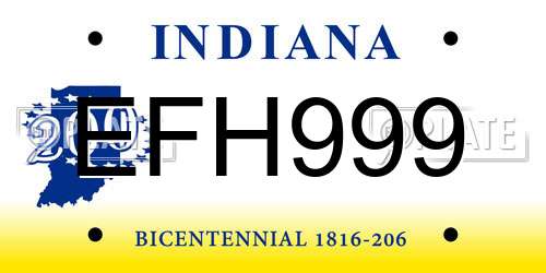 EFH999 Indiana License Plate