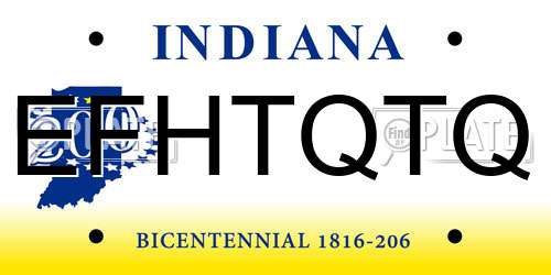 EFHTQTQ Indiana License Plate