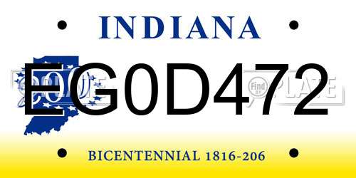 EG0D472 Indiana License Plate