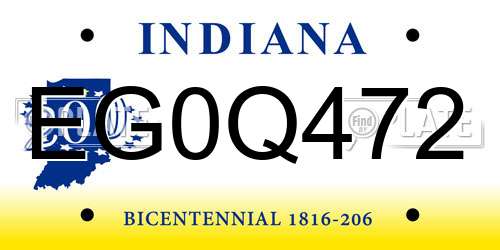 EG0Q472 Indiana License Plate