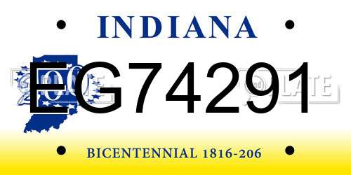 EG74291 Indiana License Plate