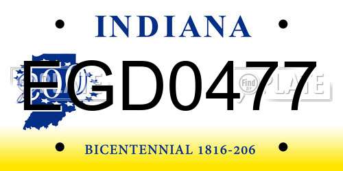 EGD0477 Indiana License Plate