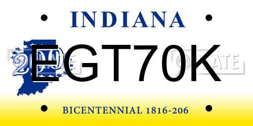 EGT70K Indiana License Plate
