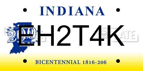 EH2T4K Indiana License Plate