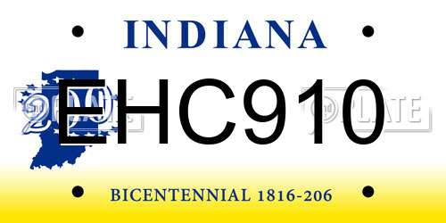 EHC910 Indiana License Plate