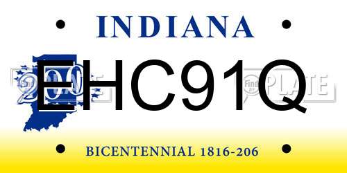 EHC91Q Indiana License Plate