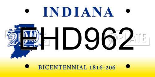 EHD962 Indiana License Plate