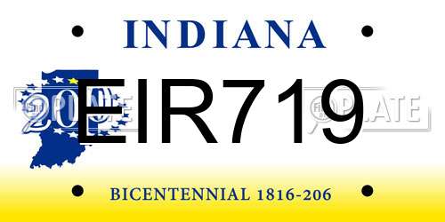 EIR719 Indiana License Plate