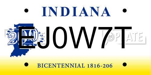 EJ0W7T Indiana License Plate