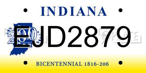 EJD2879 Indiana License Plate