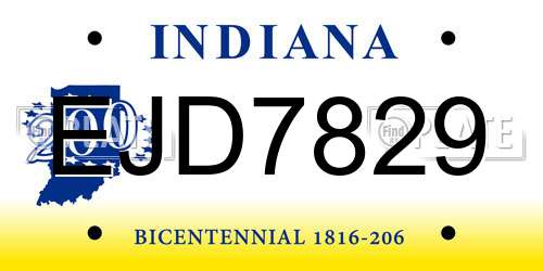 EJD7829 Indiana License Plate