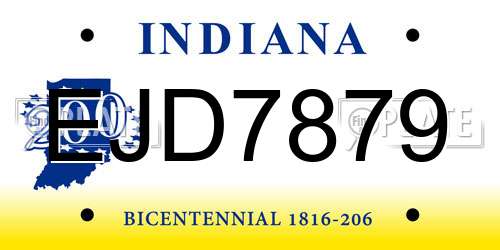 EJD7879 Indiana License Plate