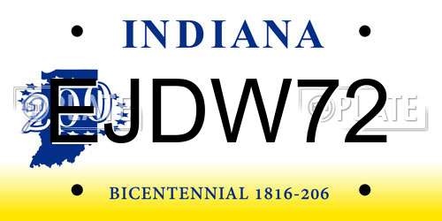 EJDW72 Indiana License Plate