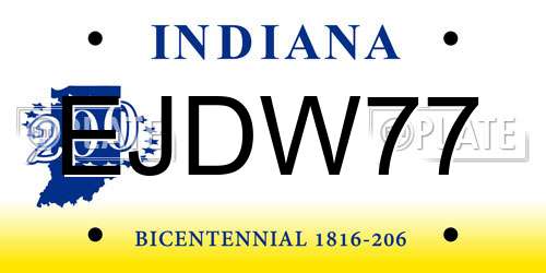 EJDW77 Indiana License Plate