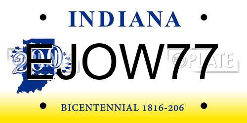 EJOW77 Indiana License Plate