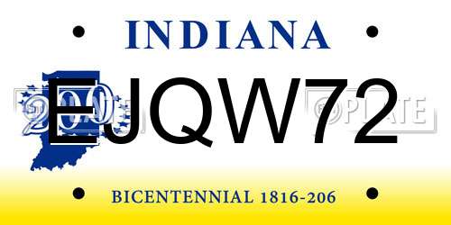 EJQW72 Indiana License Plate