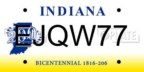 EJQW77 Indiana License Plate