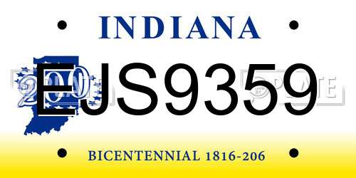 EJS9359 Indiana License Plate