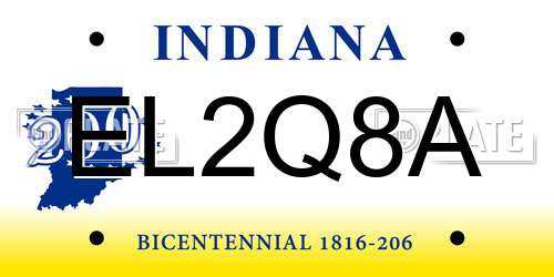EL2Q8A Indiana License Plate