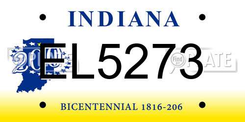 EL5273 Indiana License Plate